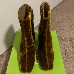 Sam Edelman Gold Velvet Heeled Boots